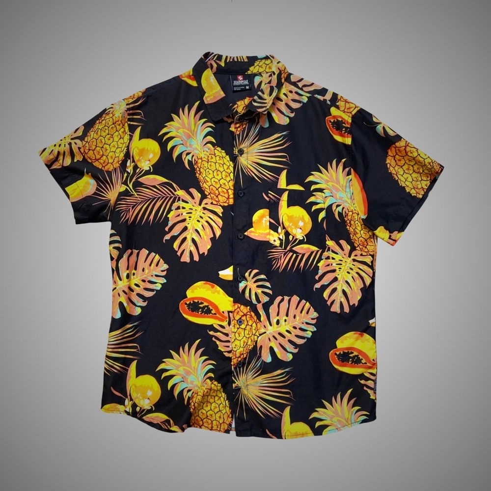 Southpole Tropical Print Shirt‎ Mens Medium Short Sleeve Shirt M Fruit Pineapple